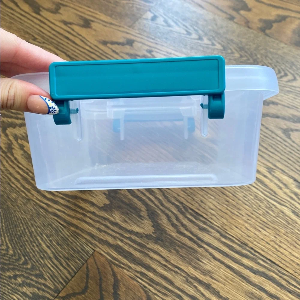Clear Storage Container with Teal Handles